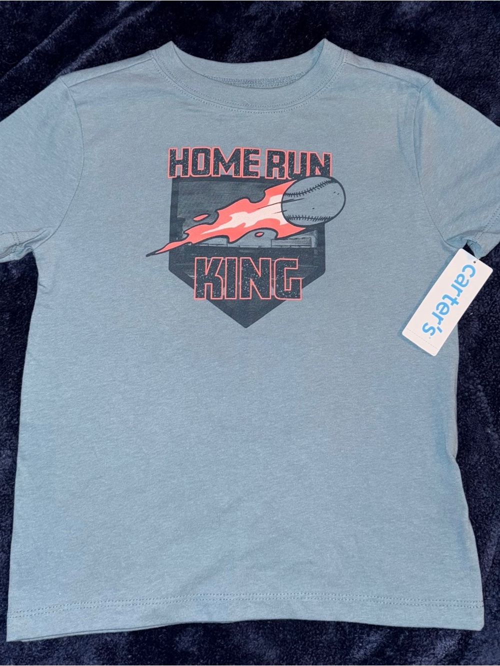 Carter’s Homerun King Graphic T-Shirt, Blue, Short Sleeve, Boys XS 4-5 *NWT*
